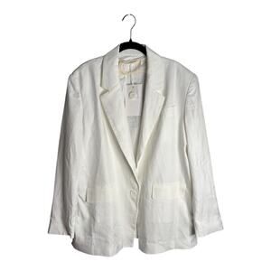 Pippa White Oversized One Button Linen Blazer Size Small